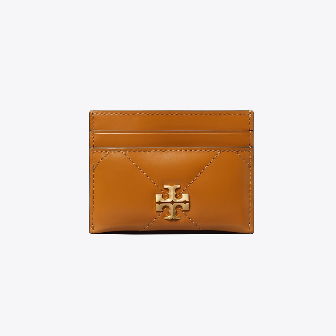 Tory Burch Kira Diamond Quilt Card Case Classic Chestnut
