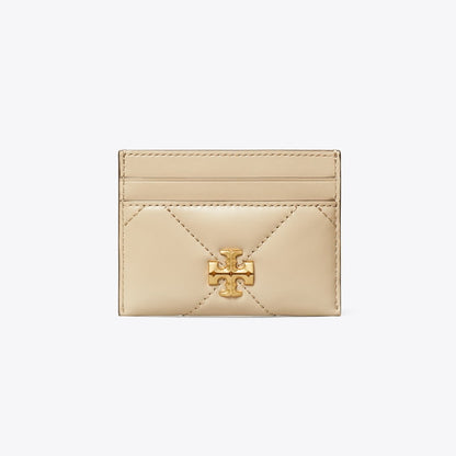 Tory Burch Kira Diamond Quilt Card Case Light Stone