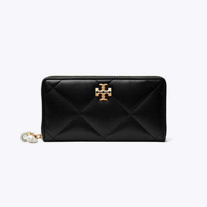 Tory Burch Kira Diamond Quilt Charm Continental Wallet Black