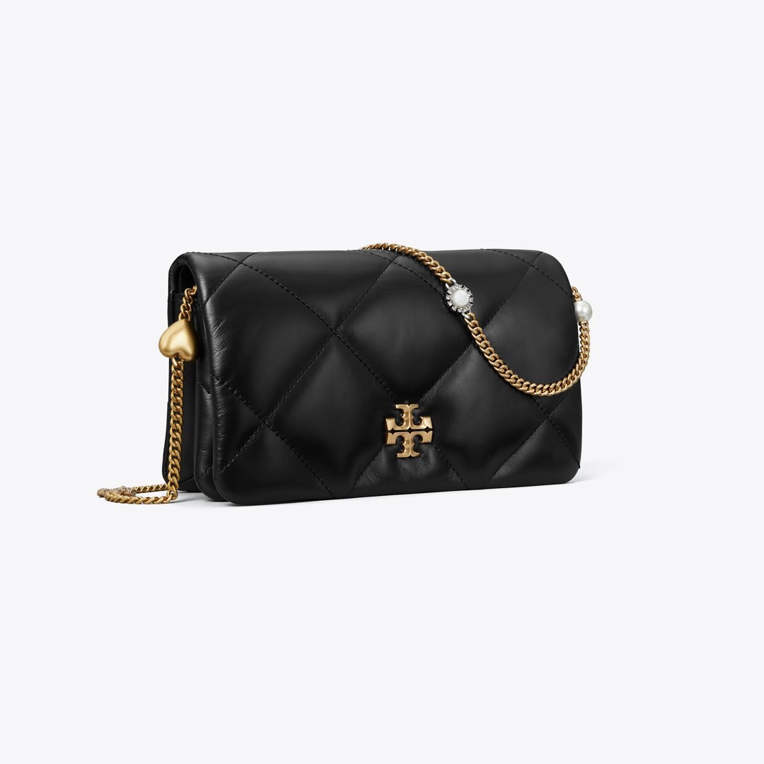 Tory Burch Kira Diamond Quilt Charm Crossbody Black