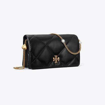 Tory Burch Kira Diamond Quilt Charm Crossbody Black