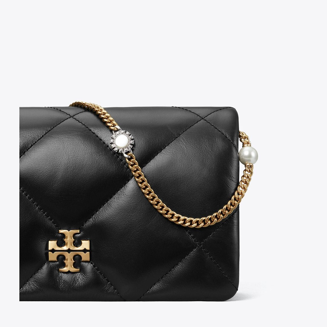 Tory Burch Kira Diamond Quilt Charm Crossbody Black