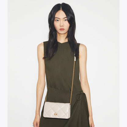 Tory Burch Kira Diamond Quilt Crossbody Light Stone