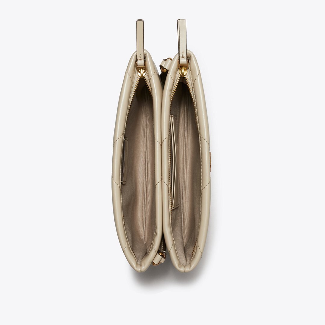 Tory Burch Kira Diamond Quilt Crossbody Bag Light Stone