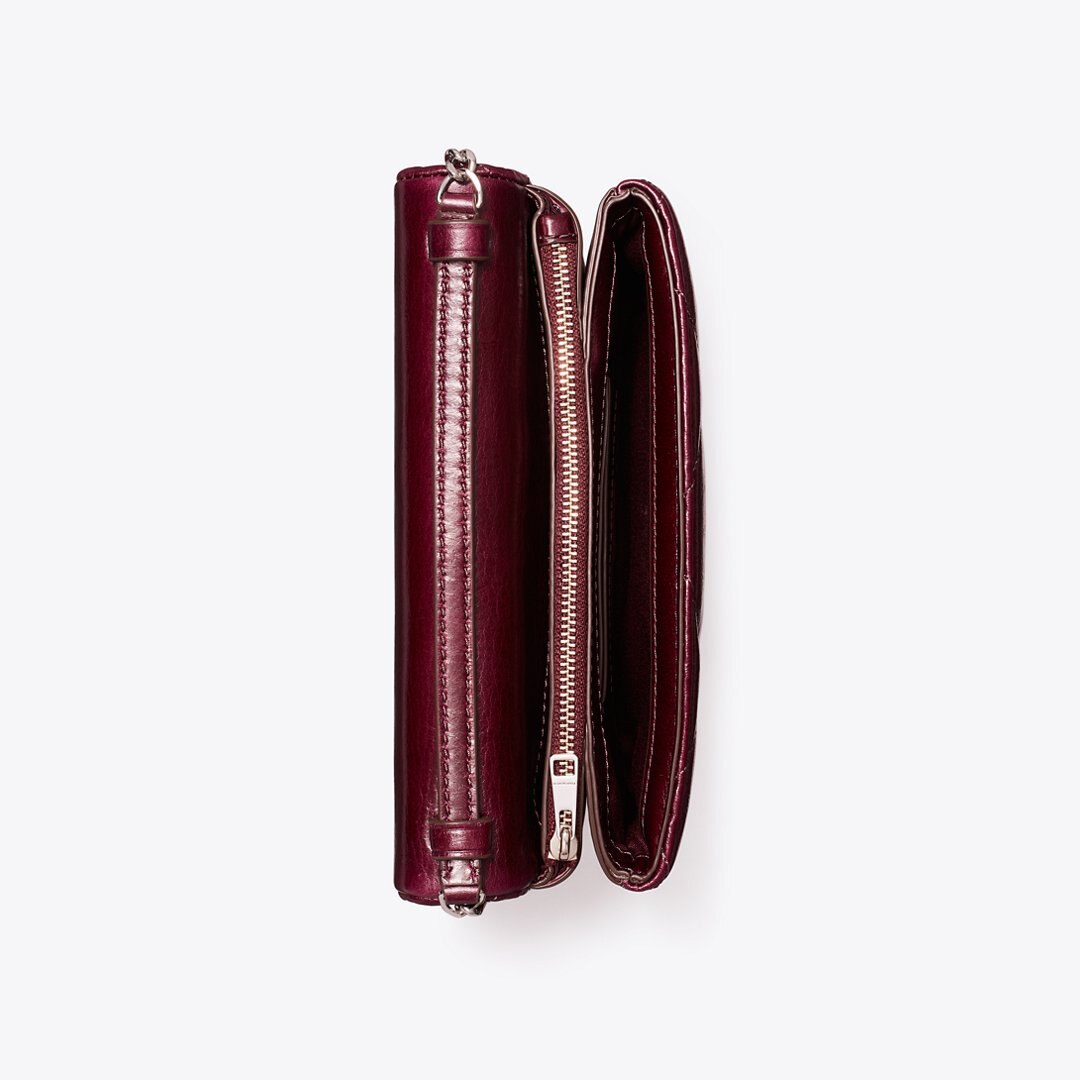 Tory Burch Kira Diamond Quilt Distressed Crossbody Dark Carmine