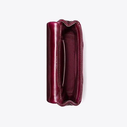 Tory Burch Kira Diamond Quilt Distressed Mini Flap Bag Dark Carmine