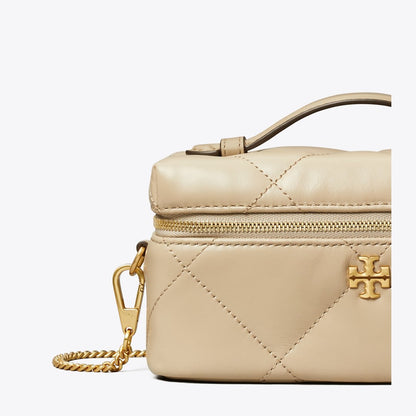 Tory Burch Kira Diamond Quilt East-West Vanity Case Light Stone