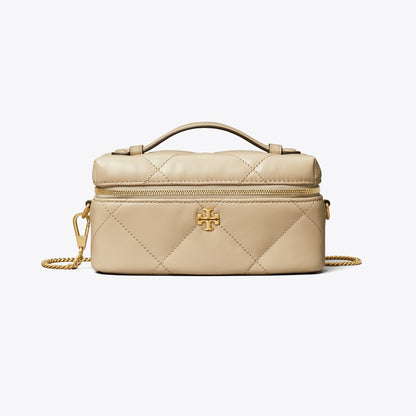 Tory Burch Kira Diamond Quilt East-West Vanity Case Light Stone