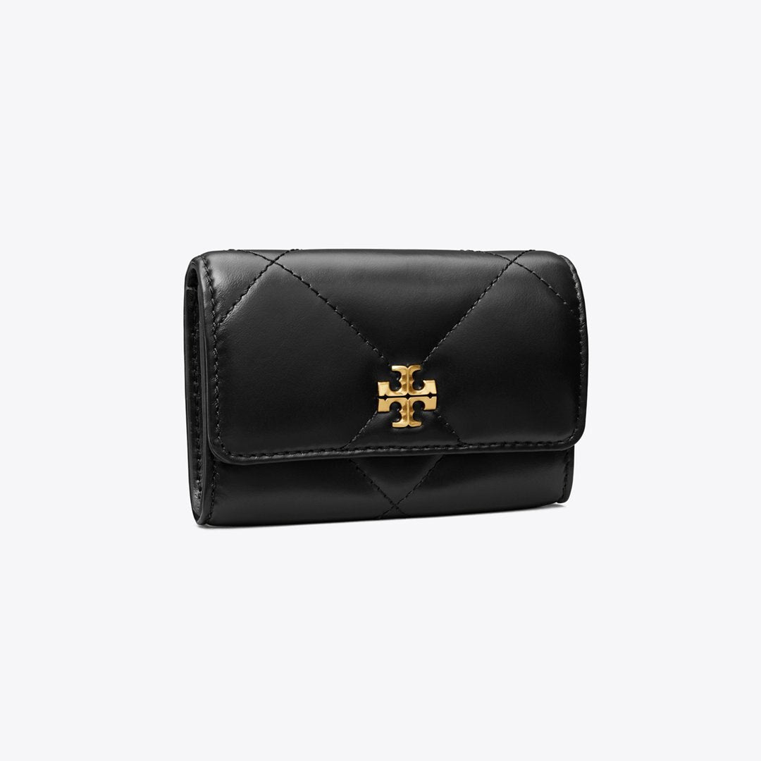 Tory Burch Kira Diamond Quilt Flap Card Case Black
