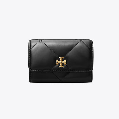 Tory Burch Kira Diamond Quilt Flap Card Case Black