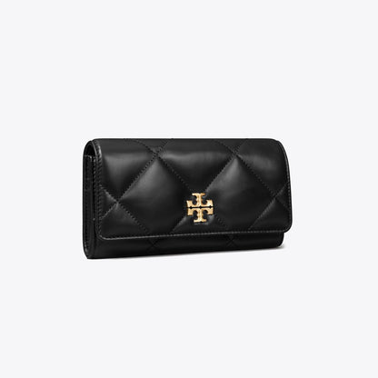 Tory Burch Kira Diamond Quilt Flap Wallet Black