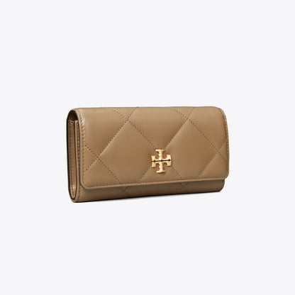 Tory Burch Kira Diamond Quilt Flap Wallet Taupe Oak