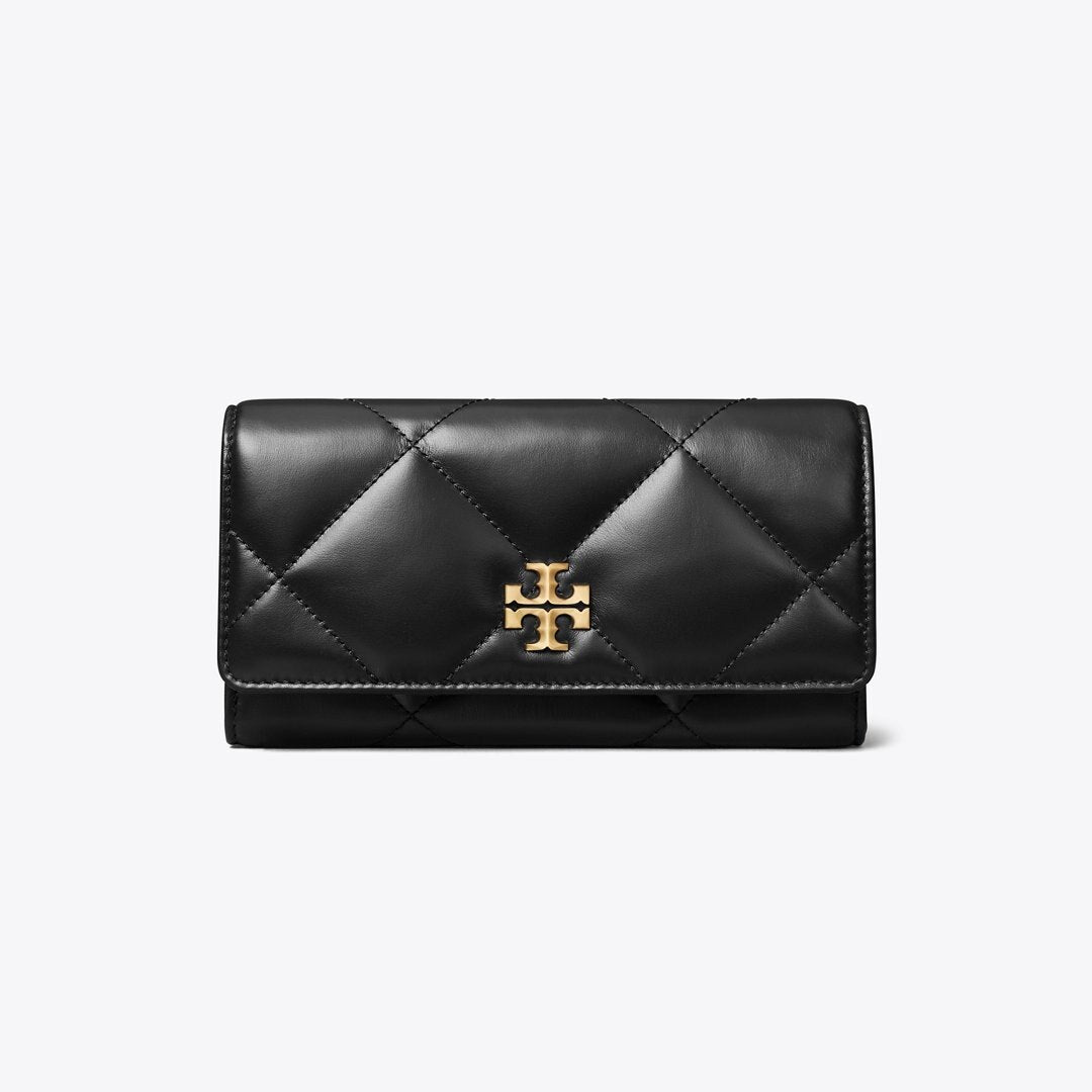 Tory Burch Kira Diamond Quilt Flap Wallet Black
