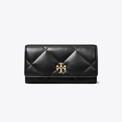 Tory Burch Kira Diamond Quilt Flap Wallet Black