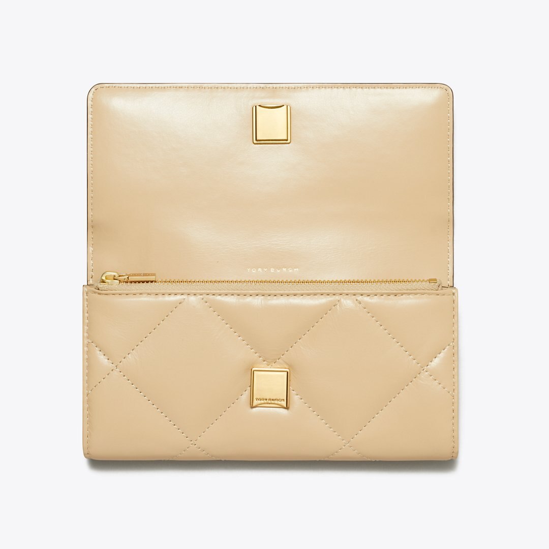 Tory Burch Kira Diamond Quilt Flap Wallet Vanilla Soft Serve