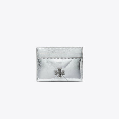 Tory Burch Kira Diamond Quilt Metallic Card Case Silver