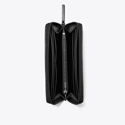 Tory Burch Kira Diamond Quilt Powder Coated Zip Continental Wallet Black