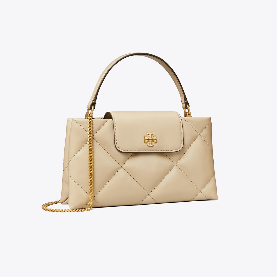 Tory Burch Kira Diamond Quilt Top-Handle Bag Light Stone