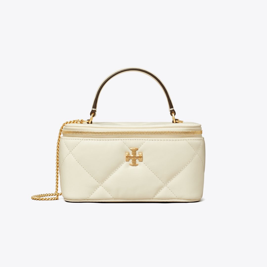 Tory Burch Kira Diamond Quilt Vanity Case Warm White