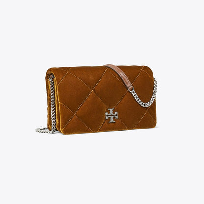 Tory Burch Kira Diamond Quilt Velvet Crossbody Warm Honey