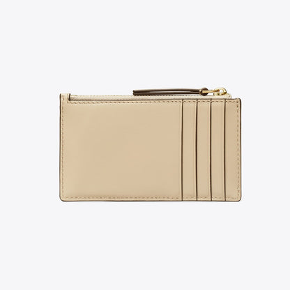 Tory Burch Kira Diamond Quilt Zip Card Case Light Stone