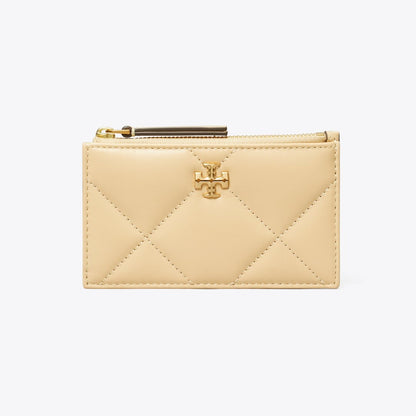 Tory Burch Kira Diamond Quilt Zip Card Case Vanilla Soft Serve