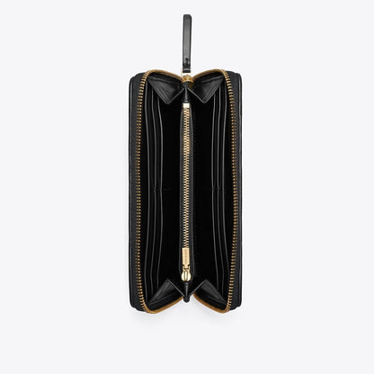 Tory Burch Kira Diamond Quilt Zip Continental Wallet Black
