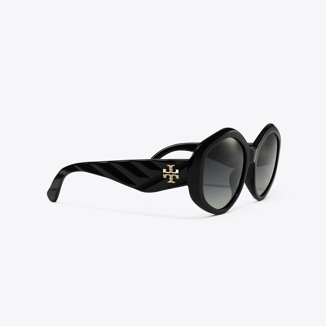 Tory Burch Kira Geometric Sunglasses BLACK/GREY GRADIENT POLAR