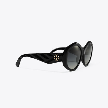 Tory Burch Kira Geometric Sunglasses BLACK/GREY GRADIENT POLAR