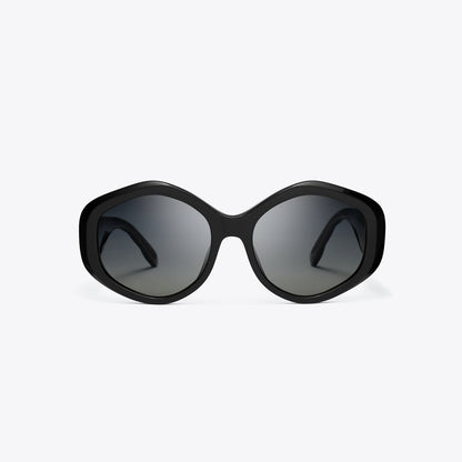 Tory Burch Kira Geometric Sunglasses BLACK/GREY GRADIENT POLAR
