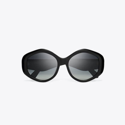Tory Burch Kira Geometric Sunglasses BLACK/GREY GRADIENT POLAR