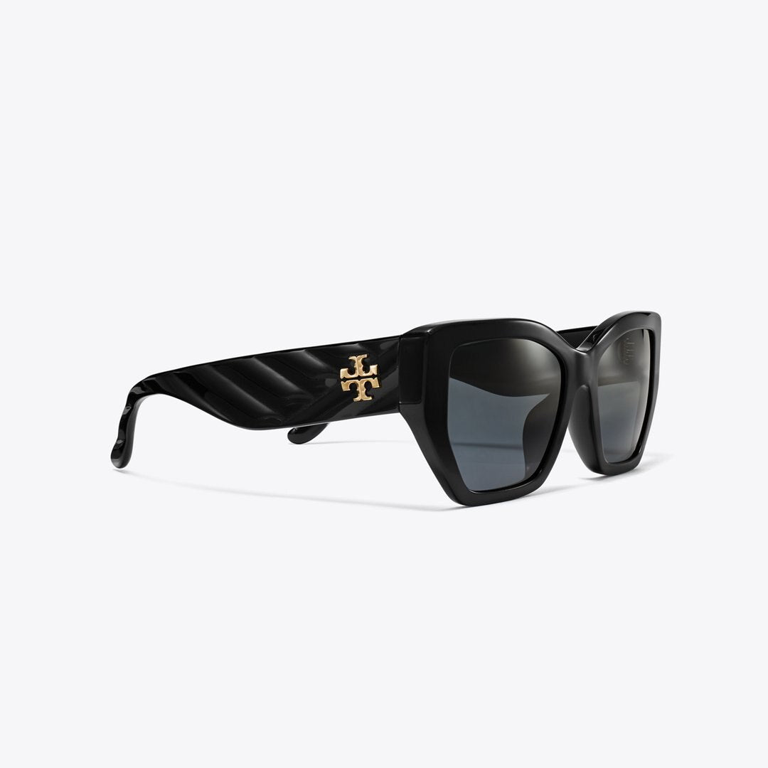 Tory Burch Kira Oversized Geometric Sunglasses BLACK/SOLID GREY