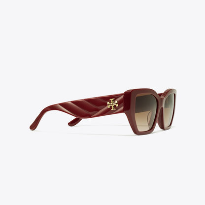 Tory Burch Kira Oversized Geometric Sunglasses RED BERRY/BROWN GRADIENT