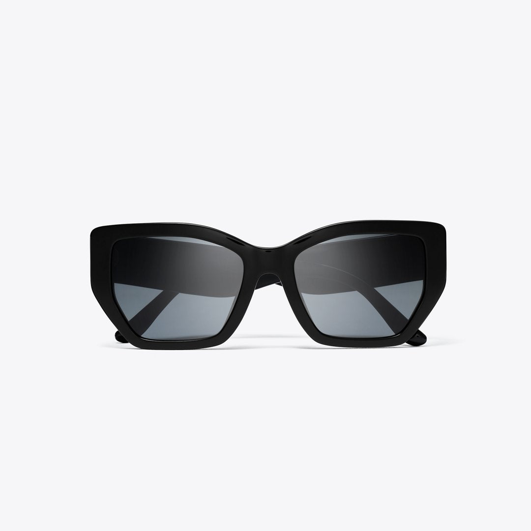 Tory Burch Kira Oversized Geometric Sunglasses BLACK/SOLID GREY