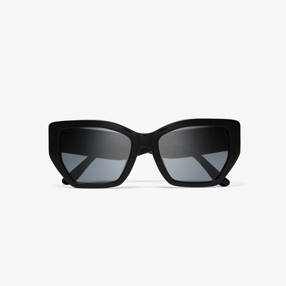 Tory Burch Kira Oversized Geometric Sunglasses BLACK/SOLID GREY