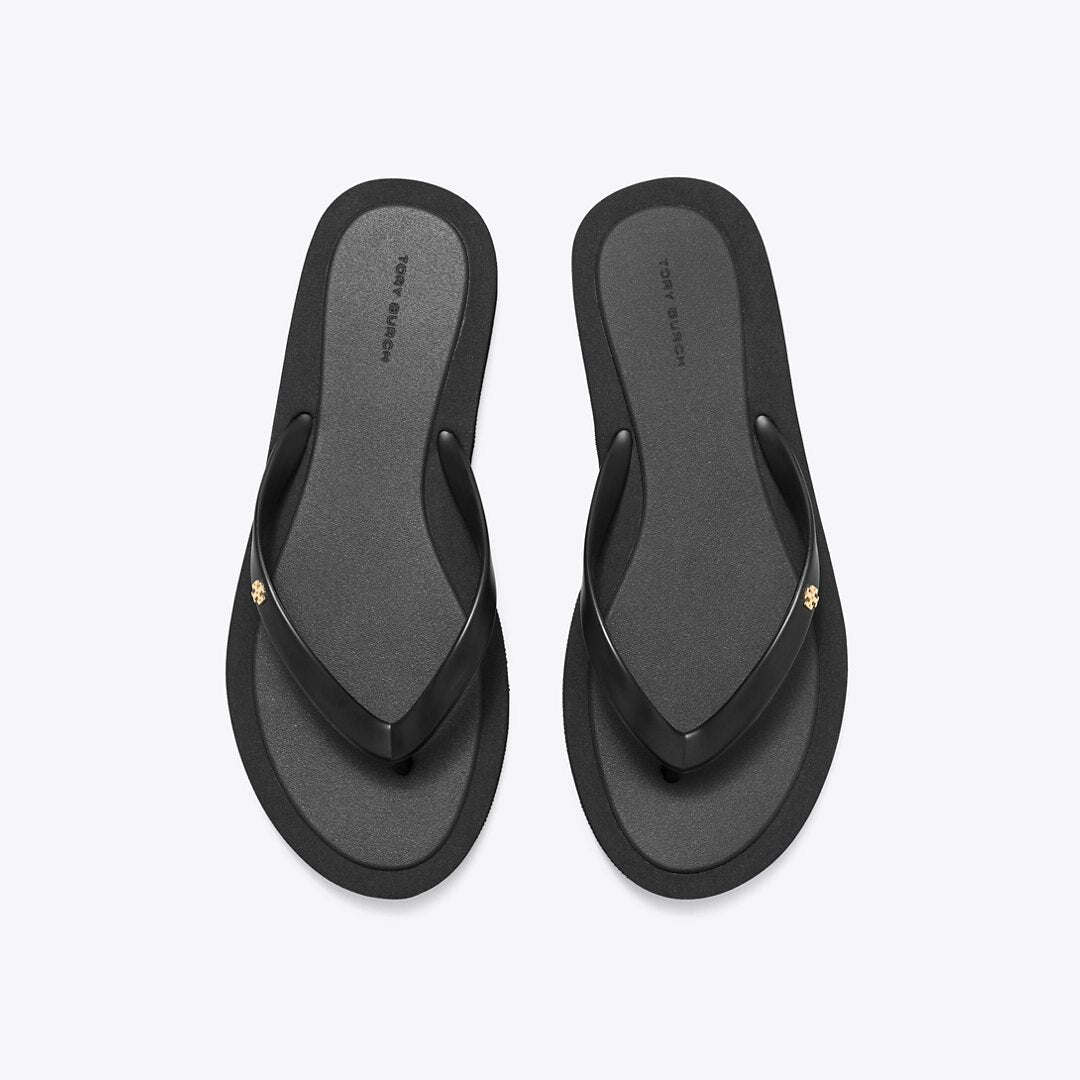 Tory Burch Kira Padded Flip-Flop PERFECT BLACK / GOLD