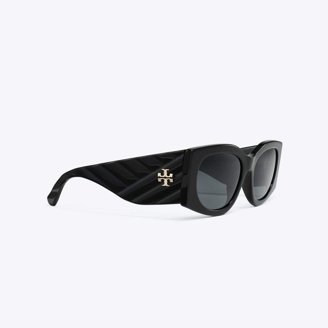 Tory Burch Kira Rectangle Sunglasses BLACK/DARK GREY