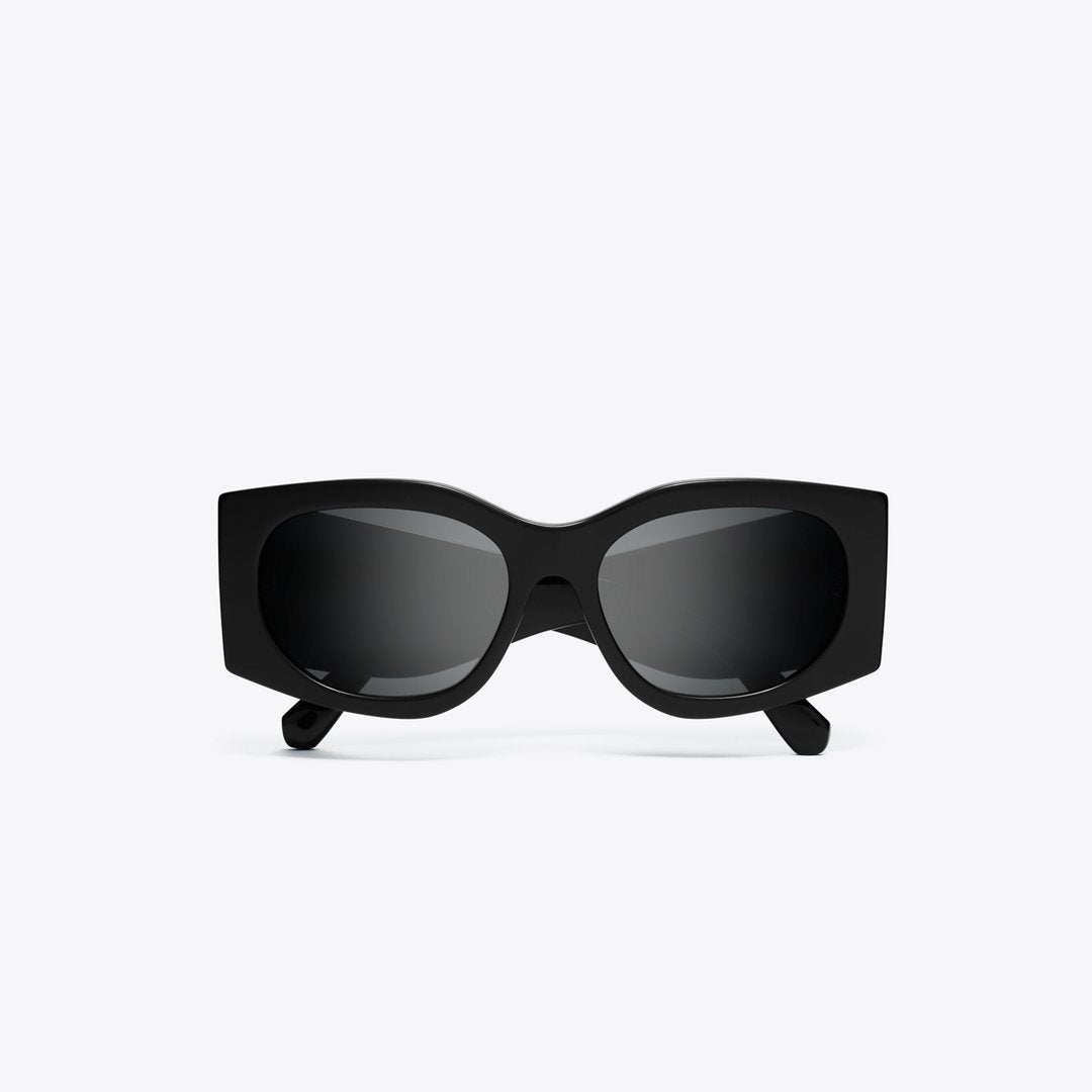 Tory Burch Kira Rectangle Sunglasses BLACK/DARK GREY