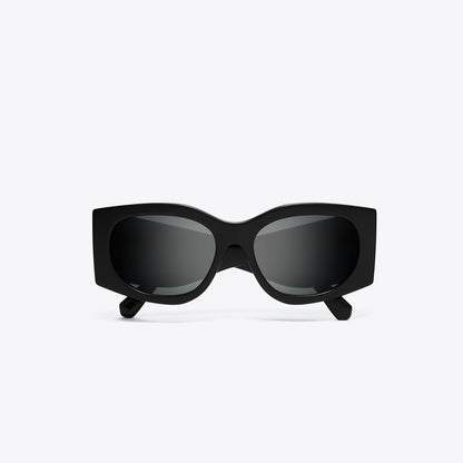 Tory Burch Kira Rectangle Sunglasses BLACK/DARK GREY