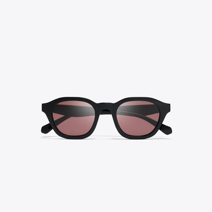Tory Burch Kira Round Sunglasses BLACK/DARK VIOLET POLAR