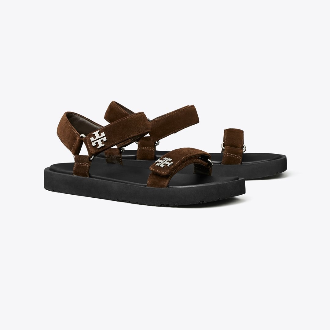 Tory Burch Kira Sport Slim Sandal DARK COCOA / PERFECT BLACK