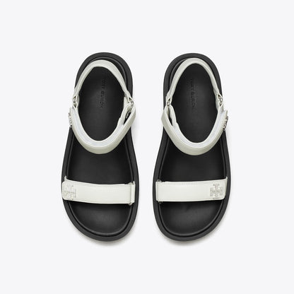 Tory Burch Kira Sport Slim Sandal WHITE / PERFECT BLACK / SILVER