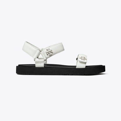 Tory Burch Kira Sport Slim Sandal WHITE / PERFECT BLACK / SILVER
