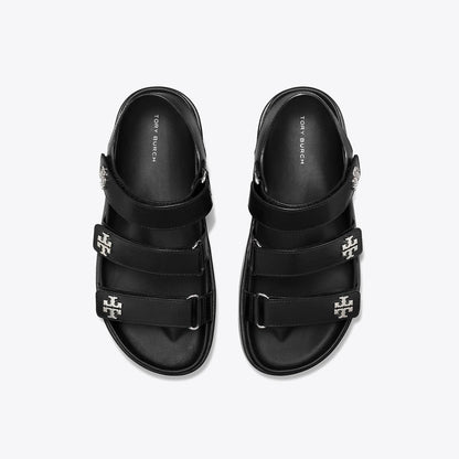 Tory Burch Kira Sport Triple-Strap Sandal PERFECT BLACK / SILVER