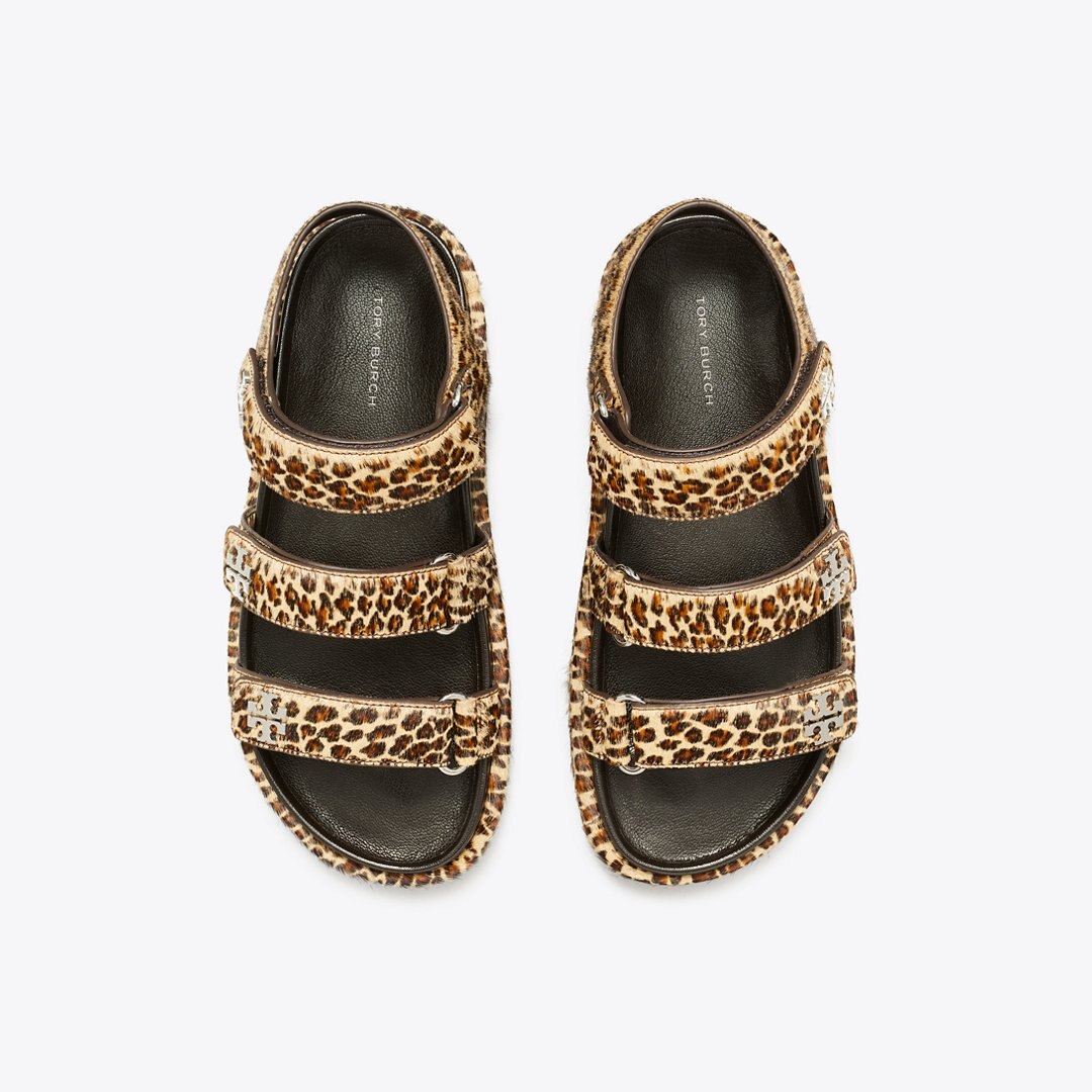 Tory Burch Kira Sport Triple-Strap Sandal LEOPARD MULTI / SILVER