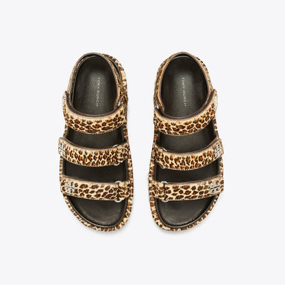 Tory Burch Kira Sport Triple-Strap Sandal LEOPARD MULTI / SILVER