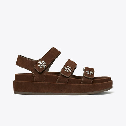Tory Burch Kira Sport Triple-Strap Sandal DARK COCOA / SILVER