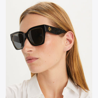 Tory Burch Kira Square Sunglasses DARK TORTOISE/BROWN GRADIENT