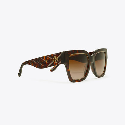 Tory Burch Kira Square Sunglasses DARK TORTOISE/BROWN GRADIENT