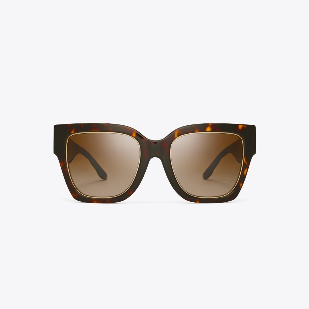 Tory Burch Kira Square Sunglasses DARK TORTOISE/BROWN GRADIENT
